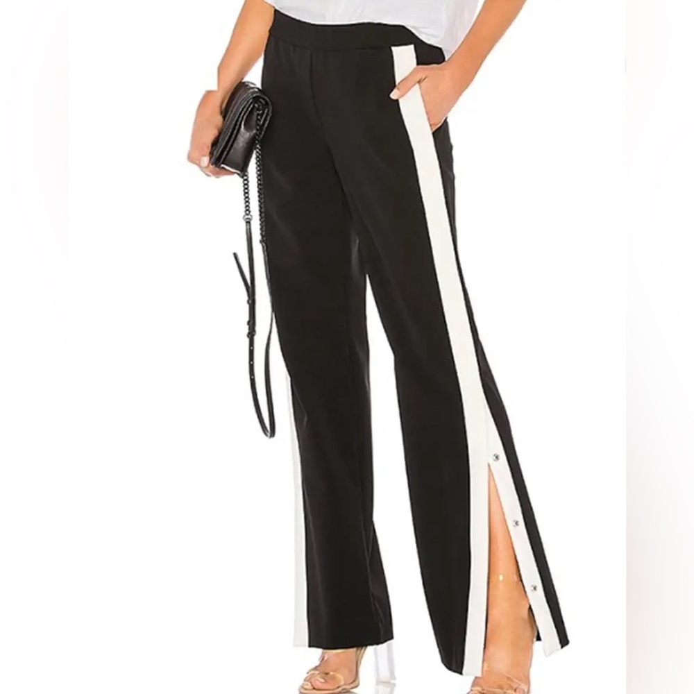 Theory NWT Black/White Elastic Waist Snap Side Pants Sz S